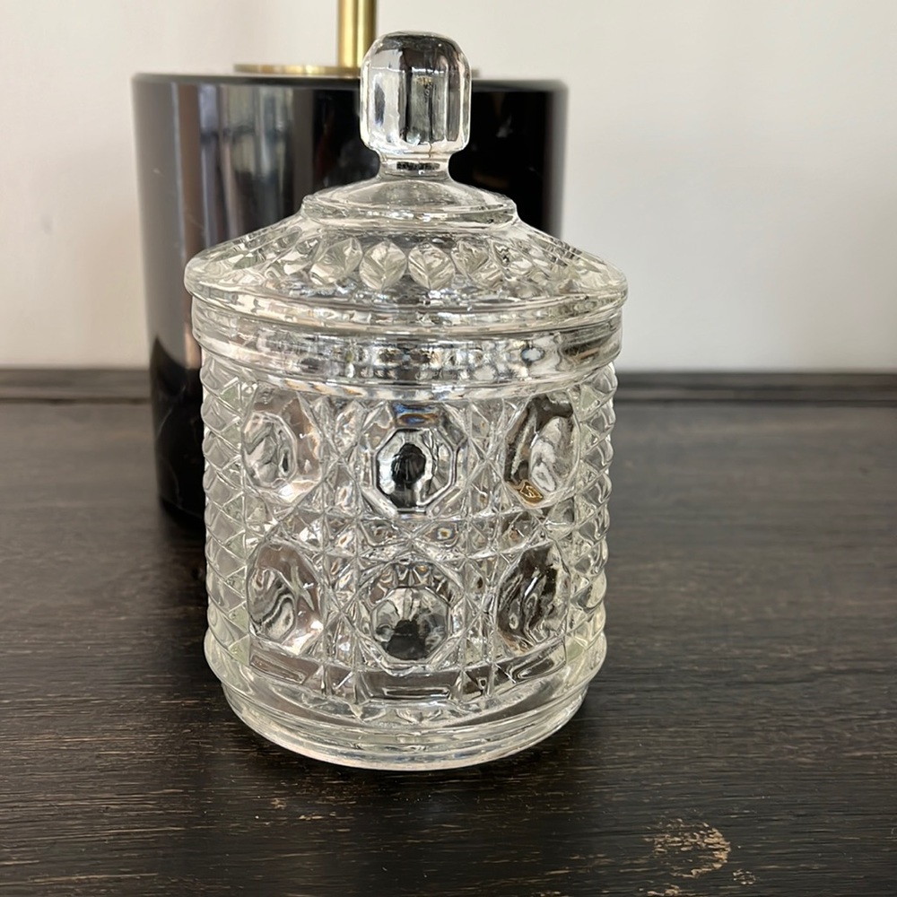 Vintage pressed glass sugar jar